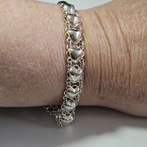 *Sale* Sterling Silver Filigree Heart Bracelet 7"